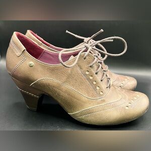PIKOLINOS Brown Lace-Up Heels, Gris, Size:39